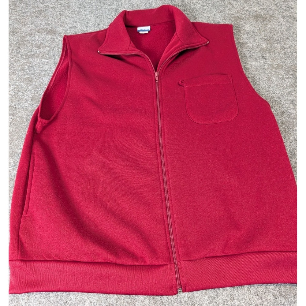 Jack Frost Full Zip Fleece Jacket / Vest with Pocket Dark Red Size L